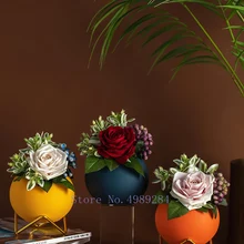 Креативная керамическая ваза круглая ваза для цветов декоративные украшения полка Цветочная композиция аксессуары Современное украшение дома свадьба