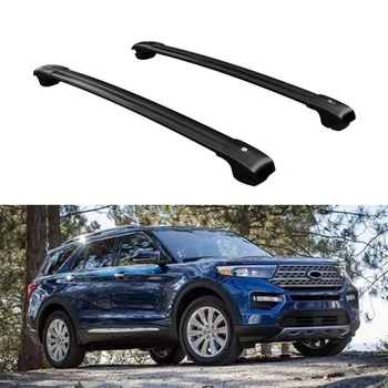 

2Pcs Lockable Aluminium Crossbar Cross bars Roof Rail Rack Luggage Cargo Carrier Holder Fit for Ford- explorer 2020 2021 - Black