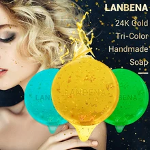 24k золото против морщин против старения мини акне питательный круглый морские водоросли Гиалуроновая кислота мыло ручной работы уход за лицом подарок глубокое очищение