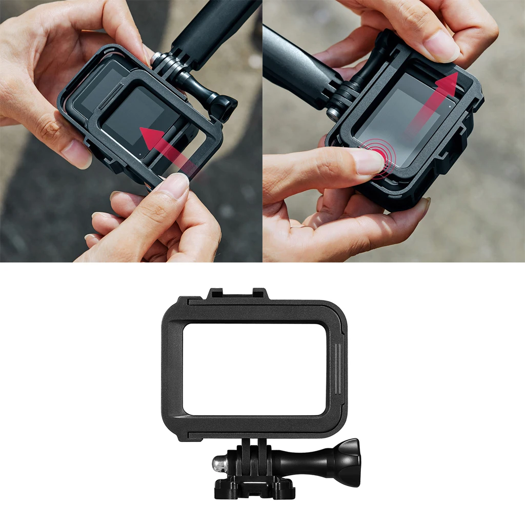Protective Frame Case Standard Housing Shell Protector + Long Screw + Base Mount for Go Pro Hero 8 Black