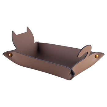 

Leather Cat-type Storage Tray, Girls Fun Dresser Storage Box, Home Design Model Decorations, Porch Decor Key Remote Control