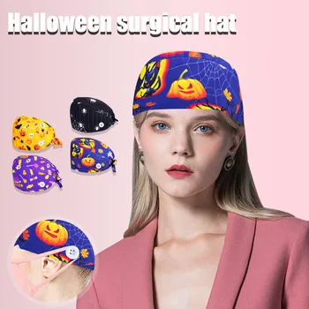 

Fashion Hat Halloween Cap With Buttons Hat Adjustible firm Suction Sweat Towel Nurse Cap Printed Cap beanies harry styles 8.25