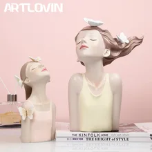 

ARTLOVIN Modern Butterfly Fairy Girl Sculpture luxurious Home Decor For Living Room Cabinet Decorations Figures Girl Bust Large