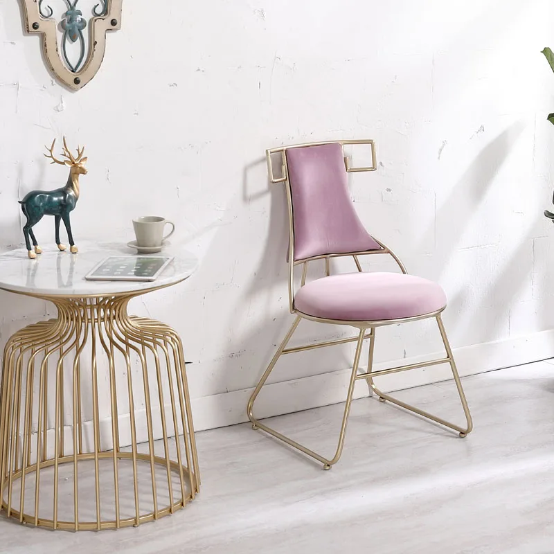 

Nordic Wrought Iron Cloth Dining Chairs, Tables and Chairs Home Designers Minimalist Meeting Office Stools Back Dining Chairs