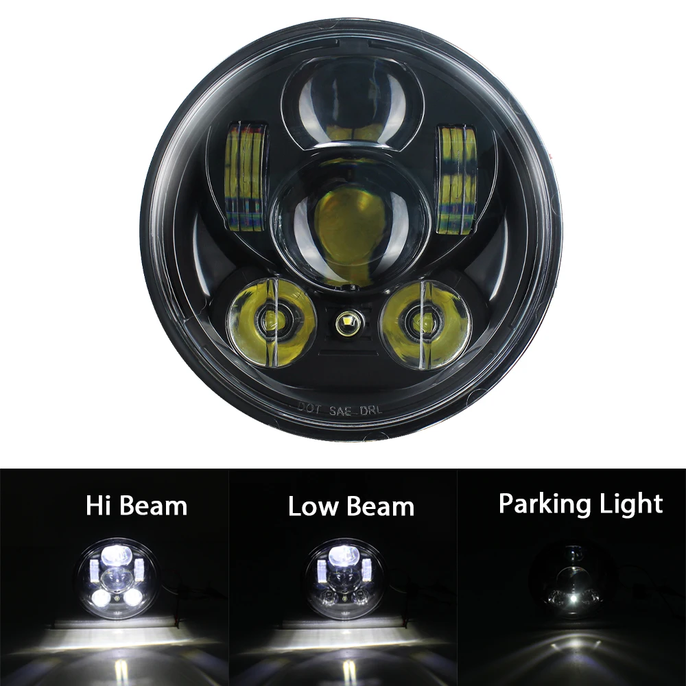 

5 3/4 5.75 LED Headlight with parking light Hi low Beam Motorcycle Round h4 for Dyna Sportster softail iron car headlights