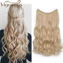Энергичная невидимая проволока без зажима шиньон 22 дюйма длинные волнистые женские рыбий линии синтетические волосы блонд черный термостойкость