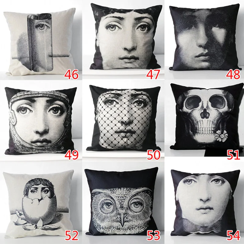 Винтаж rosenthal Piero fornasetti Подушка Красота уход за кожей лица Хлопок и лен с принтом подушки с сердцевина из хлопчатобумажной пряжи автомобиля офис диван наволочка подушки для дома