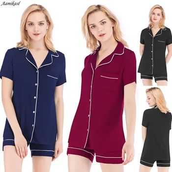 

Women Summer Sexy Pajamas Sets Sleep Suits Cotton Nightwear Gift Home Clothes Two Piece Sleepwear Plus Size Nightwear