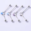 1Piece Opal Ball Industrial Barbell Ring Surgical Steel Can Move Cartilage Earring Helix Stud Piercing Jewelry Oreja Ring 16g ► Photo 2/6