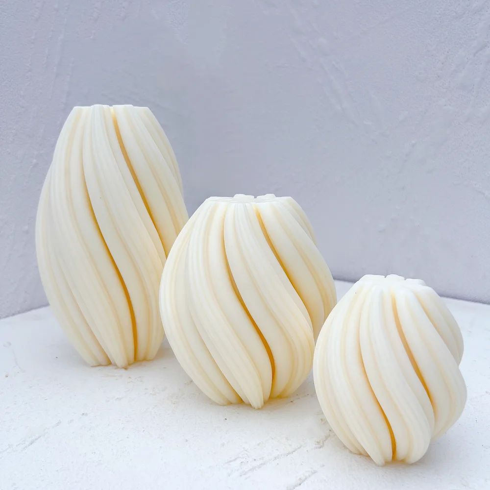 Silicone Mold Silicone Candle Molds Geometric Wave Twirl Candle Molds Taper Abstract Art Decorative Wavy Stripe Pillar 3 Sizes