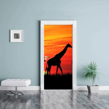 

3D Step Door Sticker New Decals Mural Diy African Giraffes Selfadhesive Waterproof Wallpaper Poster Renovation for Home Decor