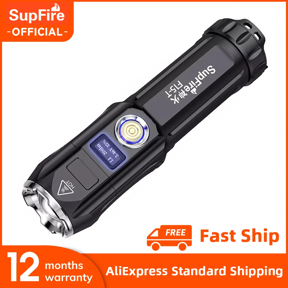 Photo Product SupFire F15-T Cree XHP90 36W led flashlight Ultra Bright torch Display Zoom USB Rechargeable Multi-function for Camping Fishing