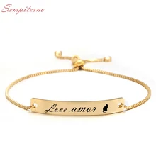 DIY Name Custom Bracelets Initial Personalized Stainless Steel Engraved Handwriting Charms Bracelet & Bangle Jewelry