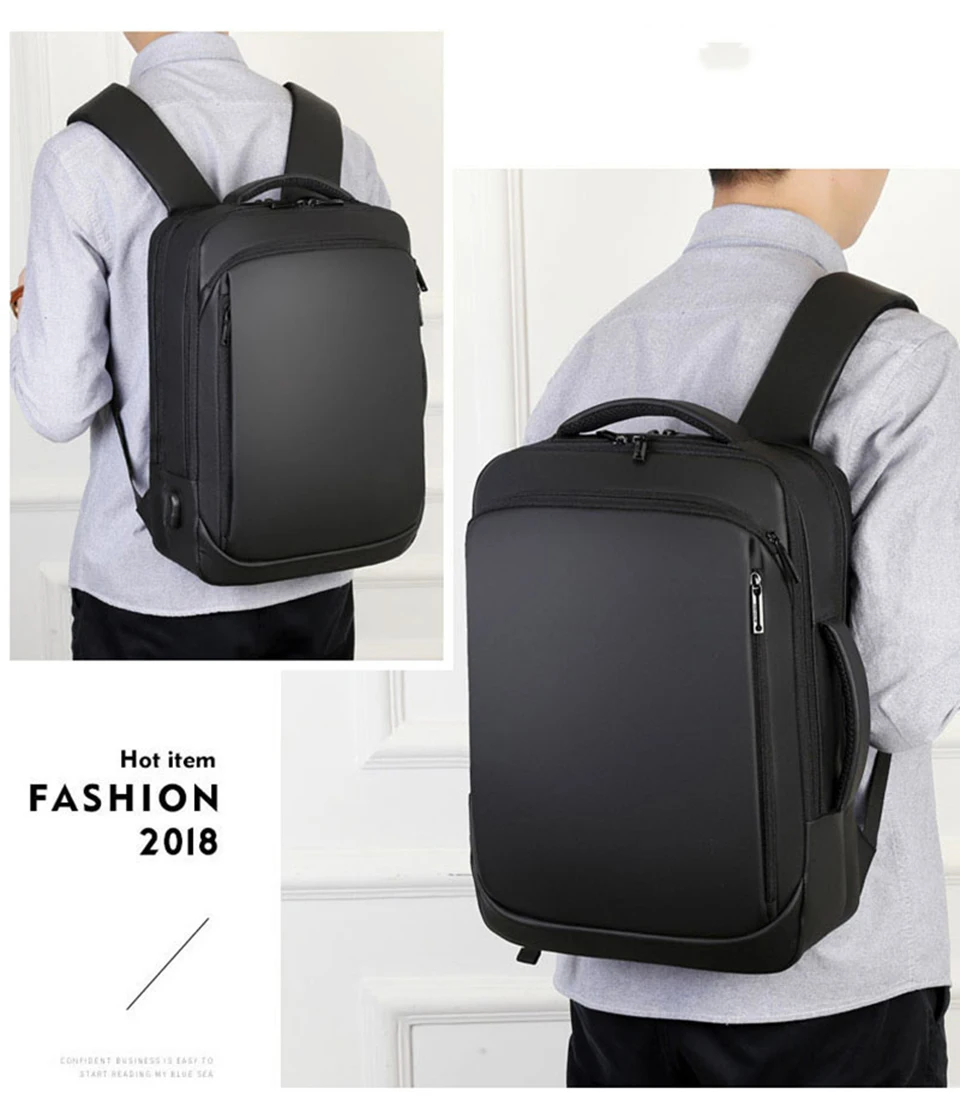 Mens USB Charging Backpack 14 15.6 inch Laptop Bags Male Business Bagpacks Waterproof Multifunctional Travel Backpack Man Bag (18)