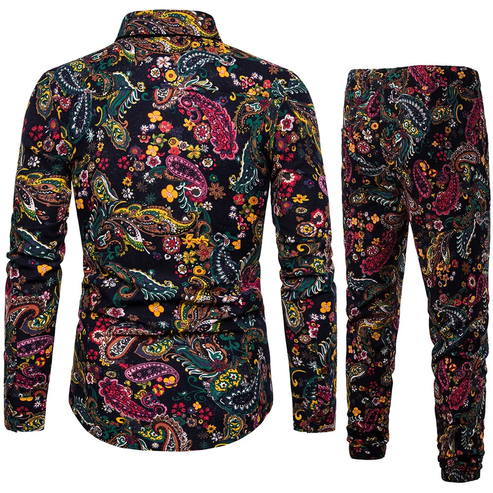 

Spring And Autumn New Products Men Long Sleeve Printed Shirt Set A054