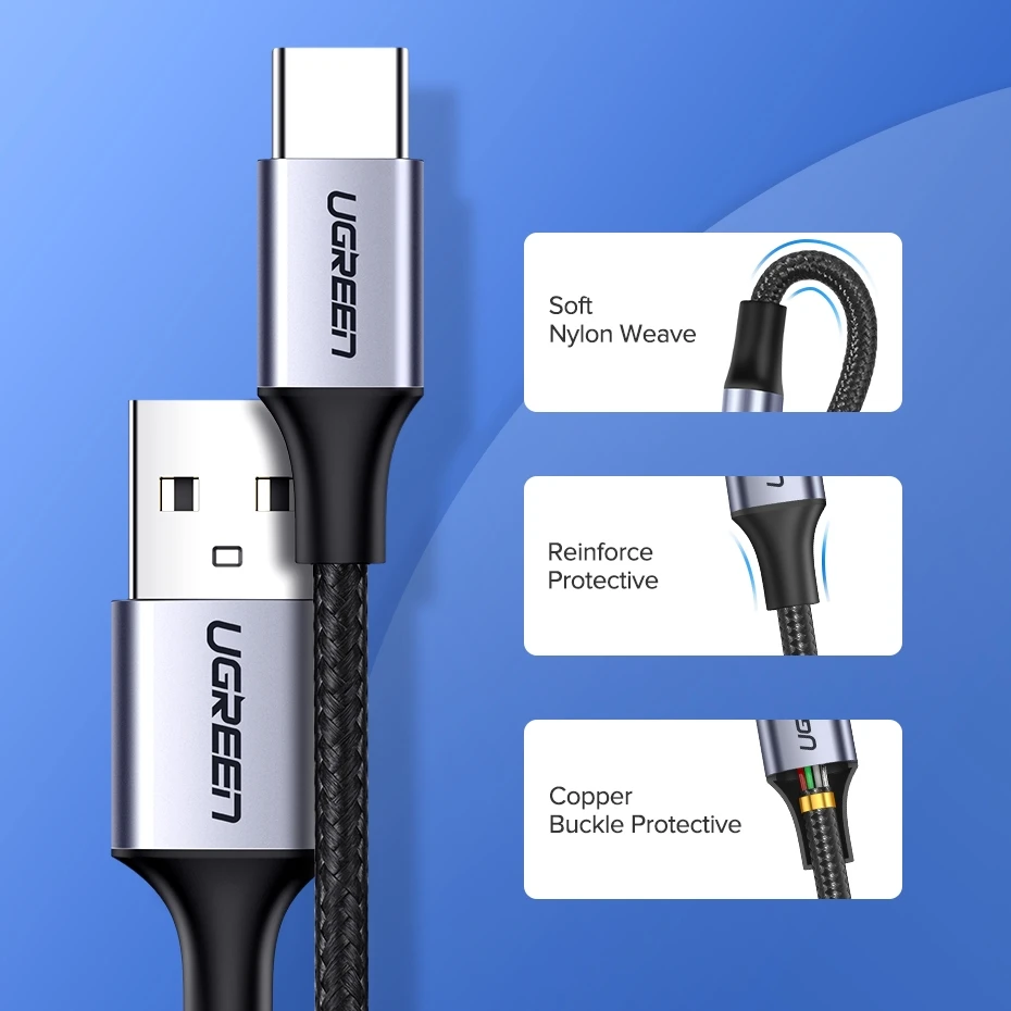 Зарядный кабель Ugreen usb type c для Samsung huawei xiaomi 9 мобильный телефон быстрой зарядки