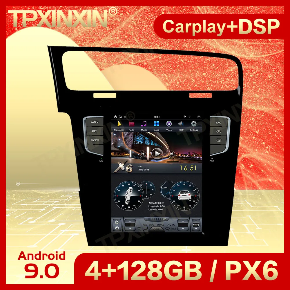 128G Carplay 2 Din Android 9 Tesla Multimedia Stereo For VW Golf 7 2013 2014 2015 2016 GPS Video Radio Receiver Player Head Unit