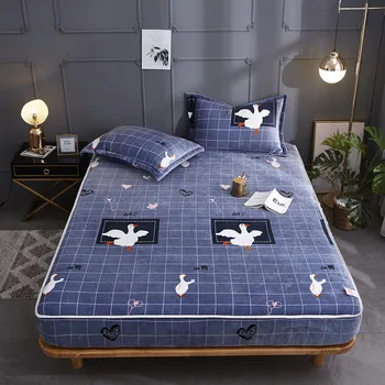 

Thicken Warm Bed Linen Home Fitted Sheet Polyester Cartoon Mattress Cover Deep 30cm Queen King Full Size Winter Soft Bedspread