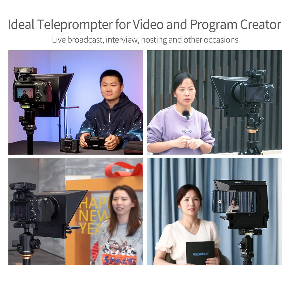 FEELWORLD TP2 Portable Teleprompter for Smartphone Tablet DSLR Camera with  Remote Control Lens Adapter Rings|Photo Studio Accessories| - AliExpress