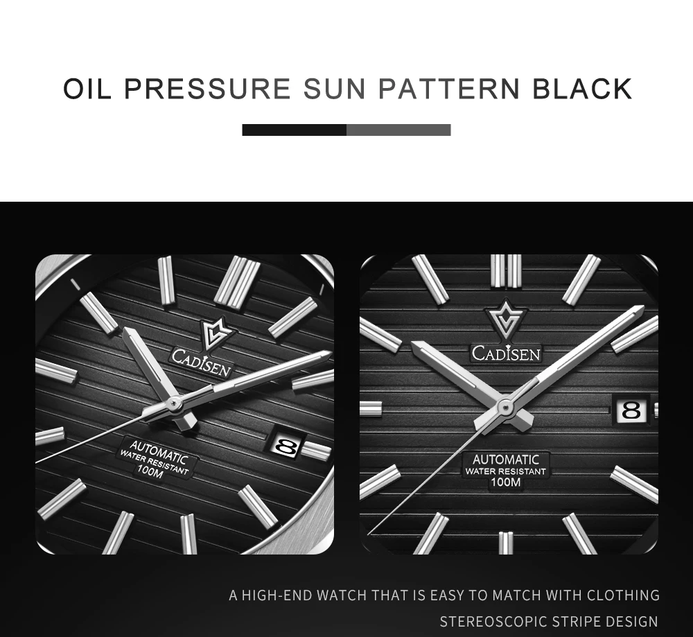 2021 New CADISEN German design Mechanical Wristwatch men Luxury Automatic watch for men Stainless steel 10 Bar Waterproof Clock