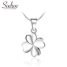 SODROV Аутентичные стерлингового серебра 925 Четыре Листа амулет Клевер Ожерелье Дамы Серебряные счастливые ювелирные изделия в форме клевера NN002