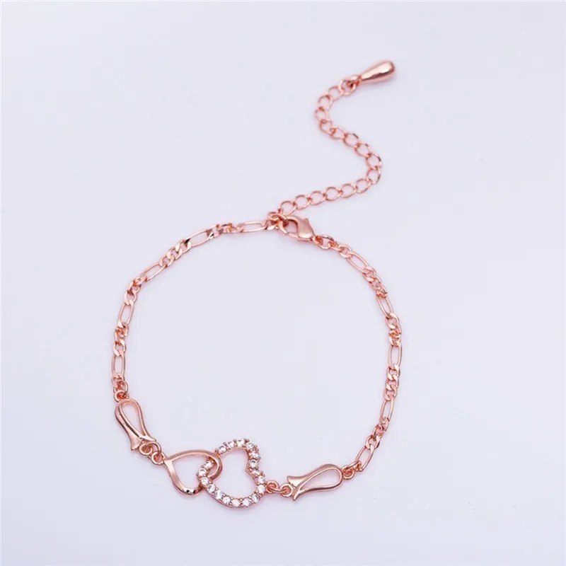 Doreen Box Anklet Heart Cubic Zirconia Gold Silver Color On Foot Ankle Bracelets For Fashion Women Leg Jewelry 25cm Long, 1 PC - Image 5