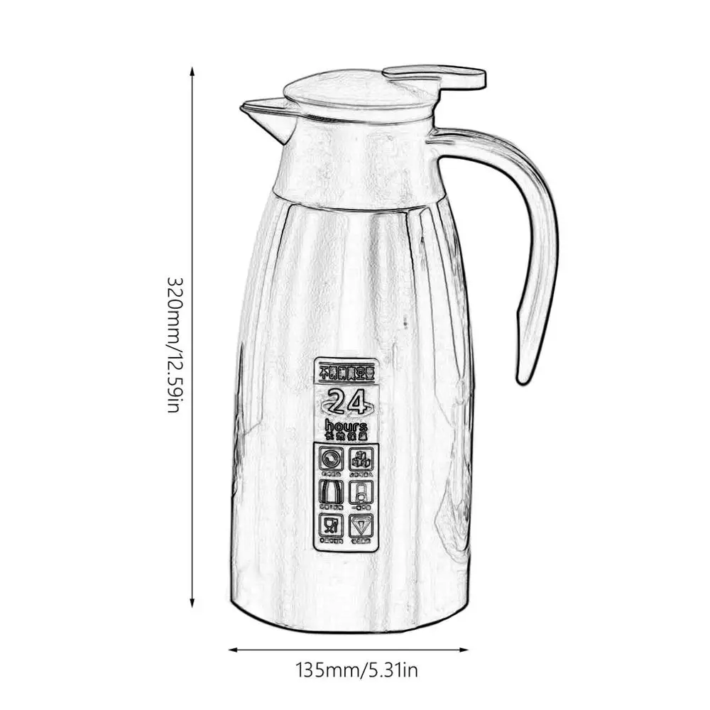 304 Stainless Steel Coffee Pot Vacuum Double Insulation Pot European Style Home Hotel Kettle 20-Hour Heat Preservation
