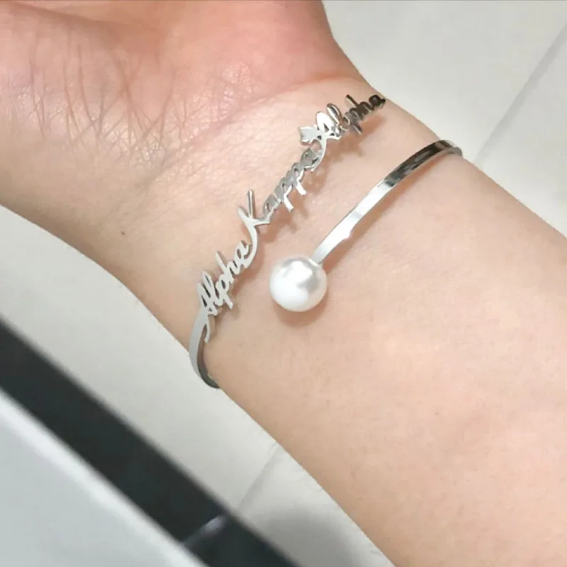 name bangles pearl bracelet