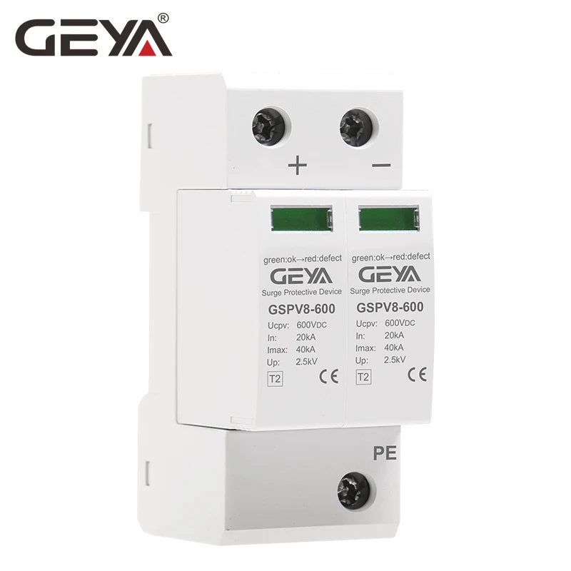 GEYA 2P 3P PV SPD DC 600V 1000V 20KA-40KA Защита от перенапряжения защитное Низковольтное устройство для разрядки на din-рейку