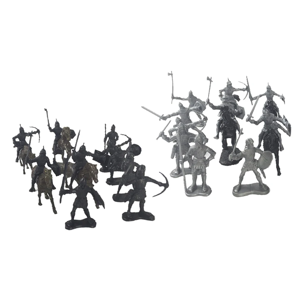 28 Piece Medieval Knights Horses Model Ancient Soldier Military Kids Toy Office Decor