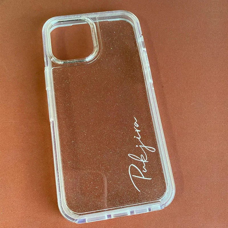Custom Name Logo Glitter Clear case for iphone 12 11 13 Pro Max 6S