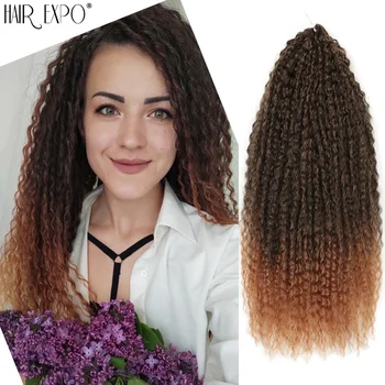 20"28"Yaki Kinky Curly Crochet Braids Hair Synthetic Afro Curls Braiding Hair Extensions Ombre Soft Marley Braids Hair Expo City 1