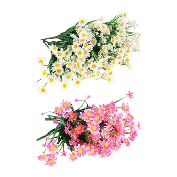 

Outdoor Uv Resistant 12 Bundles Fake Foliage Greenery Faux Plants Shrubs Plastic Bushes (Pink&White)