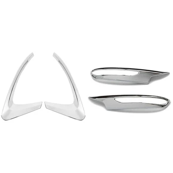

2 Pcs Rear Fog Lights Covers Decoration Lamp Frame Trim & 2 Pcs Mirror Covers Strip Rear View Frame Cover
