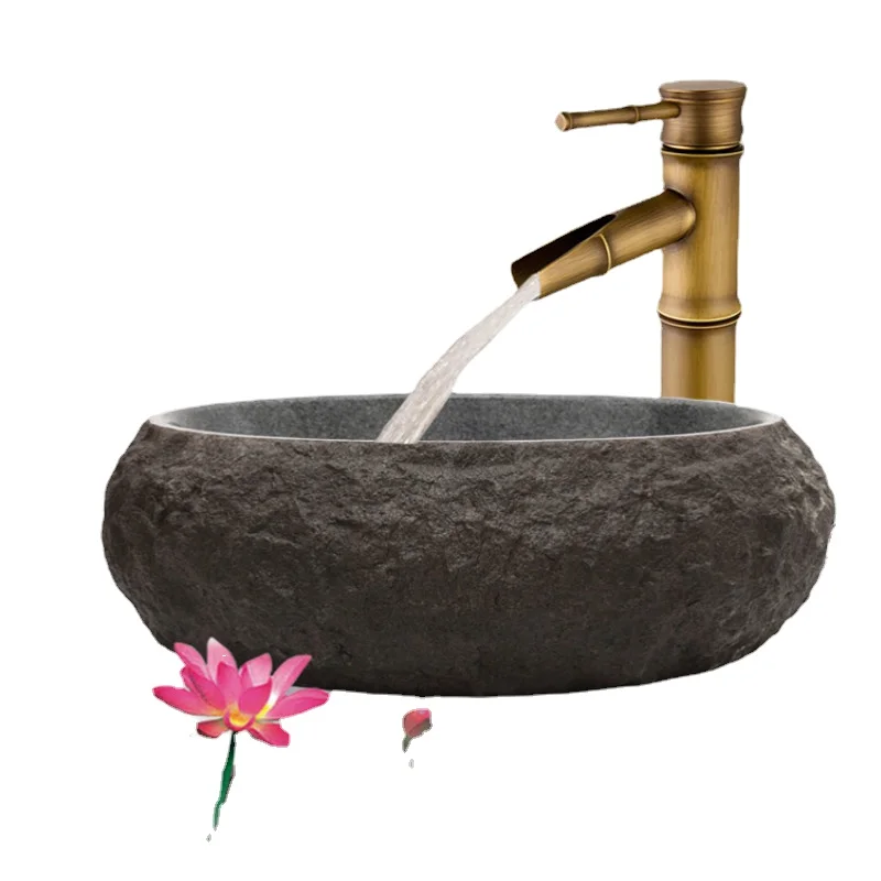 

Lavabo de arte antiguo, lavabo Retro de encimera de piedra, lavabo creativo, fregadero fresco