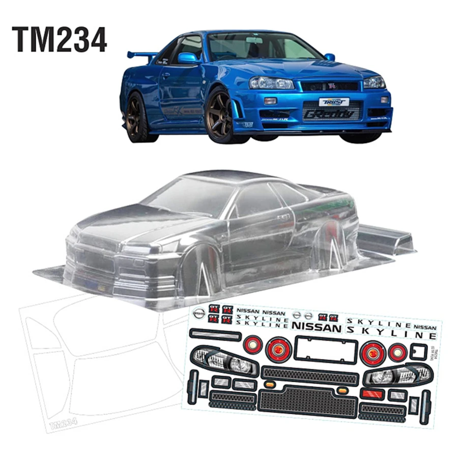 Прозрачный корпус из поликарбоната Team C GTR R34 с наклейкой для радиоуправляемого