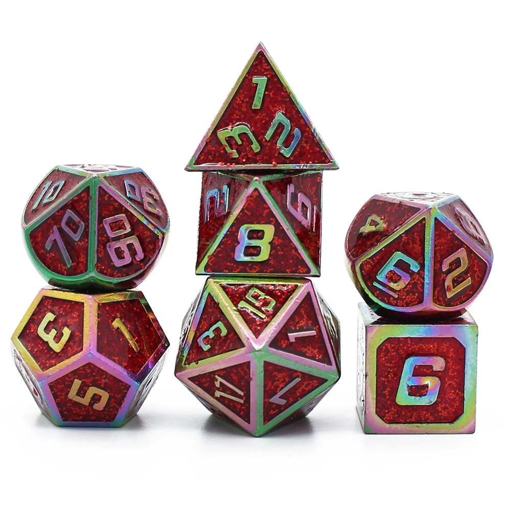New Dice Set Dnd Dices Scales Metal Dice 7pcs With Pouch For Dice Rpg