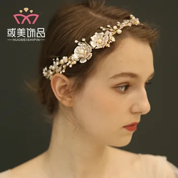 

D2356 NPASON Bride Ornaments Headwear Wedding Dress Accessories Design Mori Pearl Hair Band