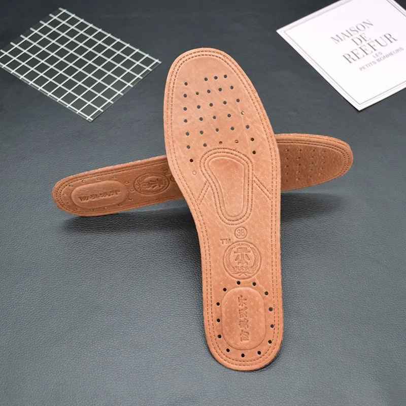 Shoe Insoles 1Pair Breathable Leather Shoe Insoles Replacement Inner Soles Shoe Insole Pads Absorb Sweat Deodorant Flat Feet Insole Mats