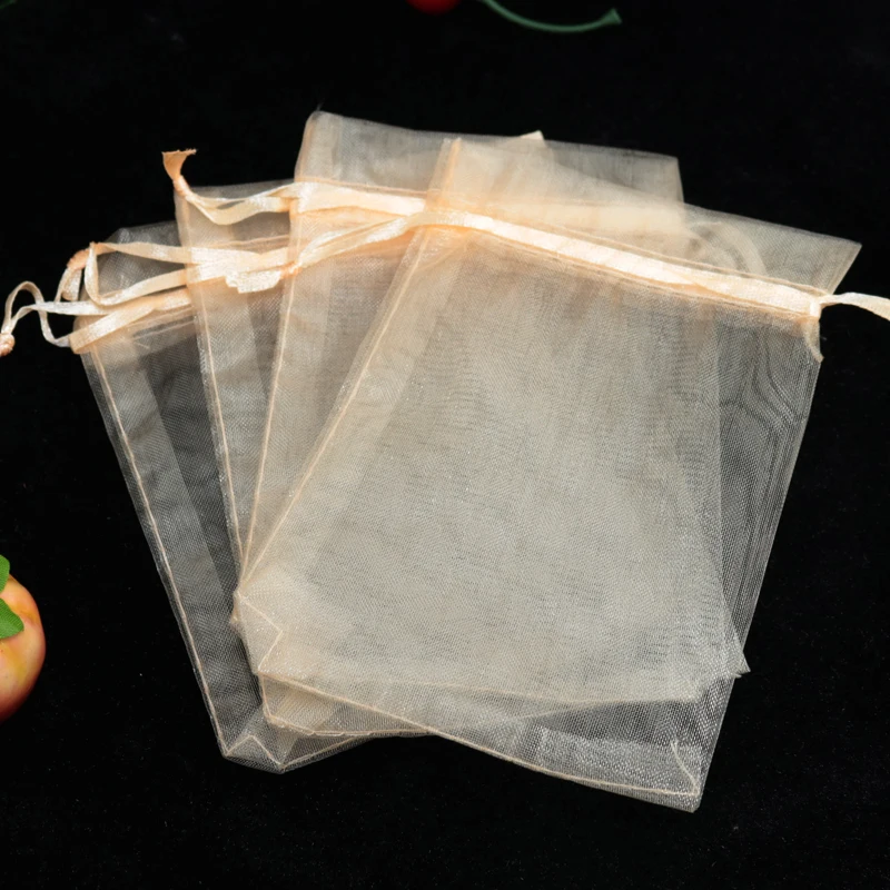 

100 шт./лот 11*16 см Шампанское шнурок органзы сумки Свадебные мешки для конфет ювелирных изделий упаковка дисплея сумки милый подарочный пакет