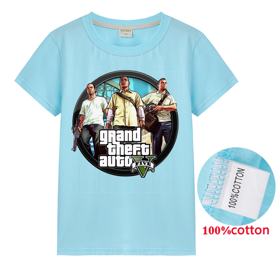 T1214 Новые детские футболки с изображением Grand Theft Auto Gta V 5 Детская футболка с изображением игры GTA 5 футболки в уличном стиле, толстовки с капюшоном для мальчиков, свитер Одежда для девочек - Цвет: T1214