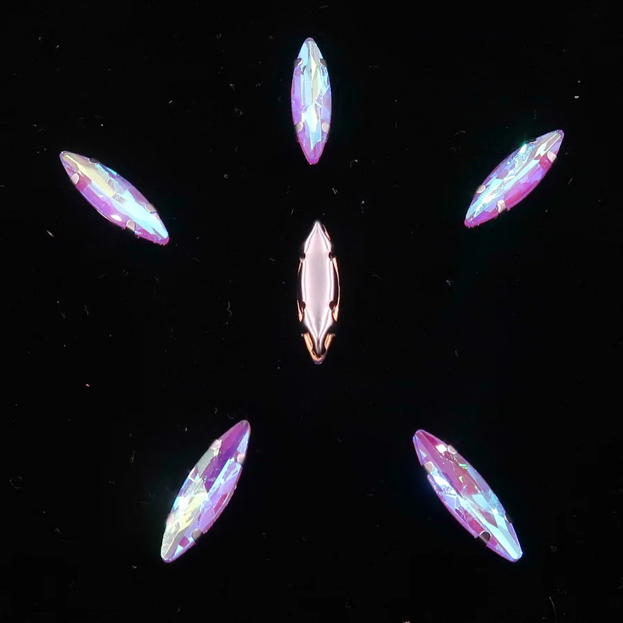 Серебряная цепь коготь настройки 50 шт./упак. 4*15 мм желейные конфеты стекло с украшением в виде кристаллов Наветт Маркиза Форма пришить стразы кристаллы одежды «сделай сам» - Цвет: A38 Purple AB