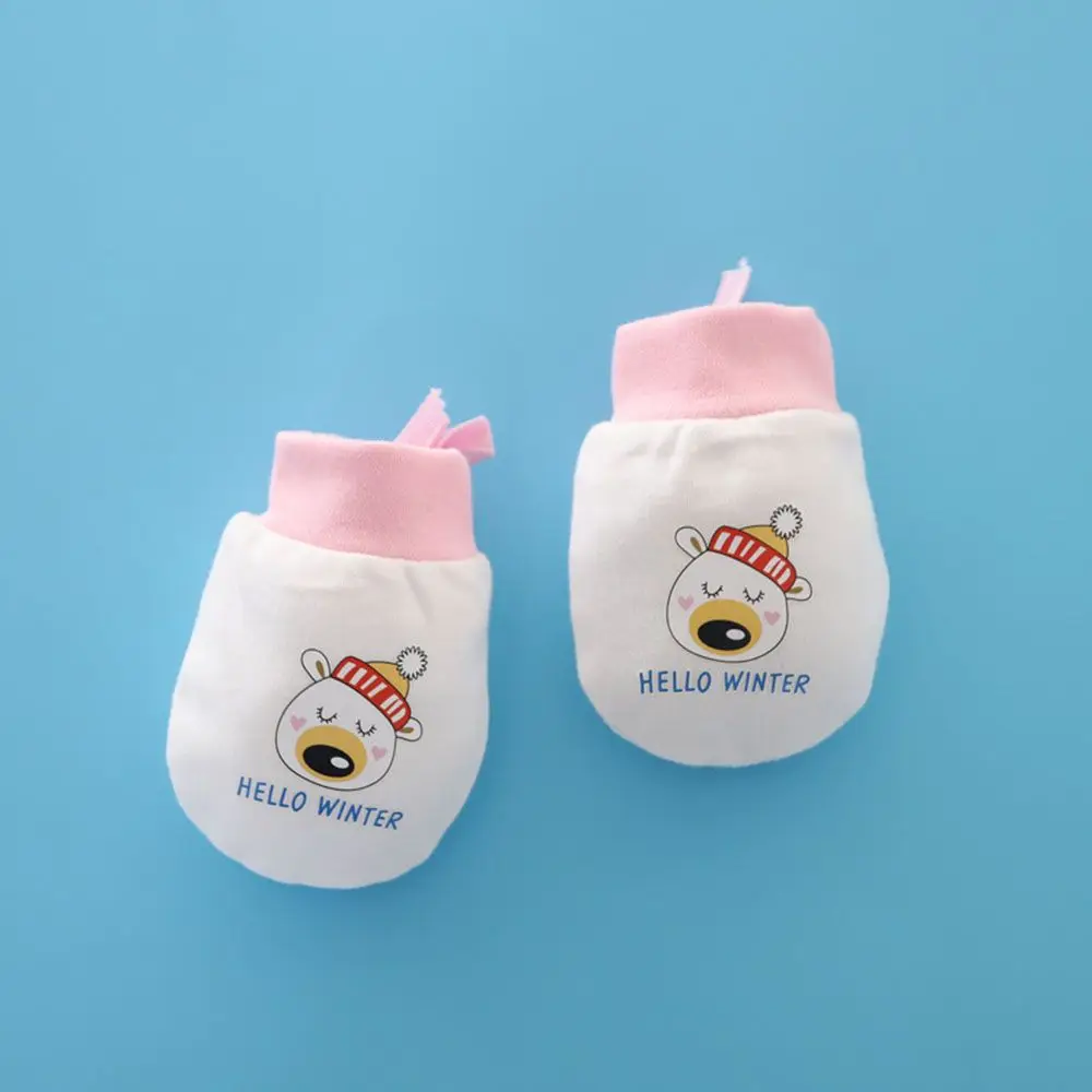 Winter Newborn Product Infant Pure Cotton Mittens Anti Scratch Drawstring Gloves baby accessories diy Baby Accessories