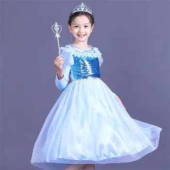 

Girls Elsa 2 Princess Party Dresses Kids Toddler Tutu Gown Dress Birthday Baby Girl Clothes Teen Winter Vestidos Fall New 3 5 10