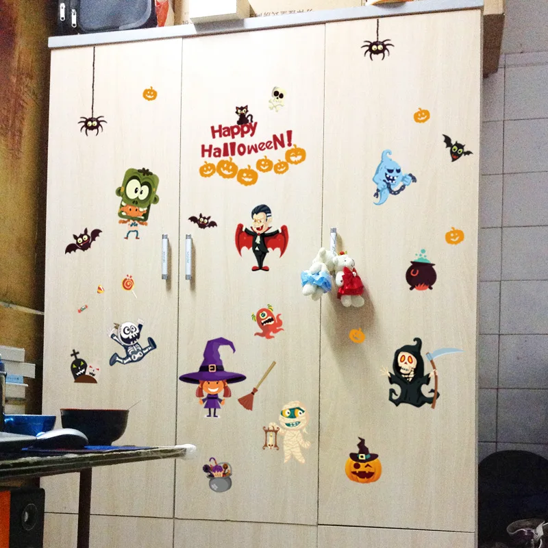 Foreign Trade Creative Removable Stickers Halloween Wall Stickers Living Room Showcase Wall Decorative Stickers SK9096