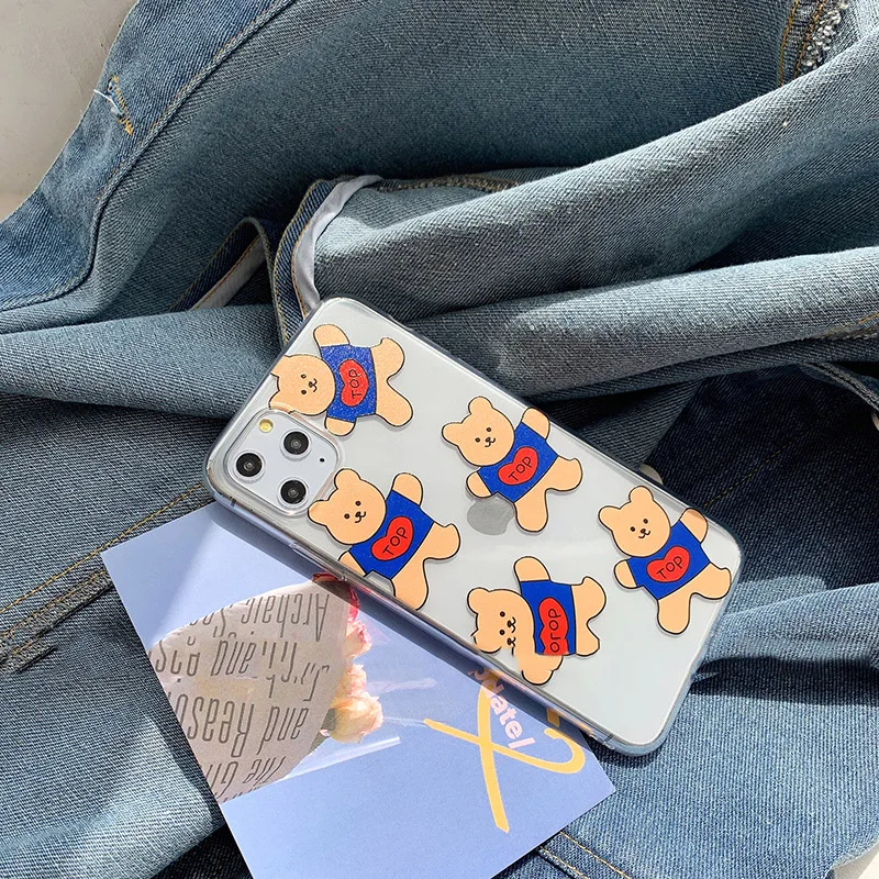 Забавные милые чехлы для телефонов с медведем iphone 11 Pro max XR XS MAX чехол iPhone X 6 7 8 plus