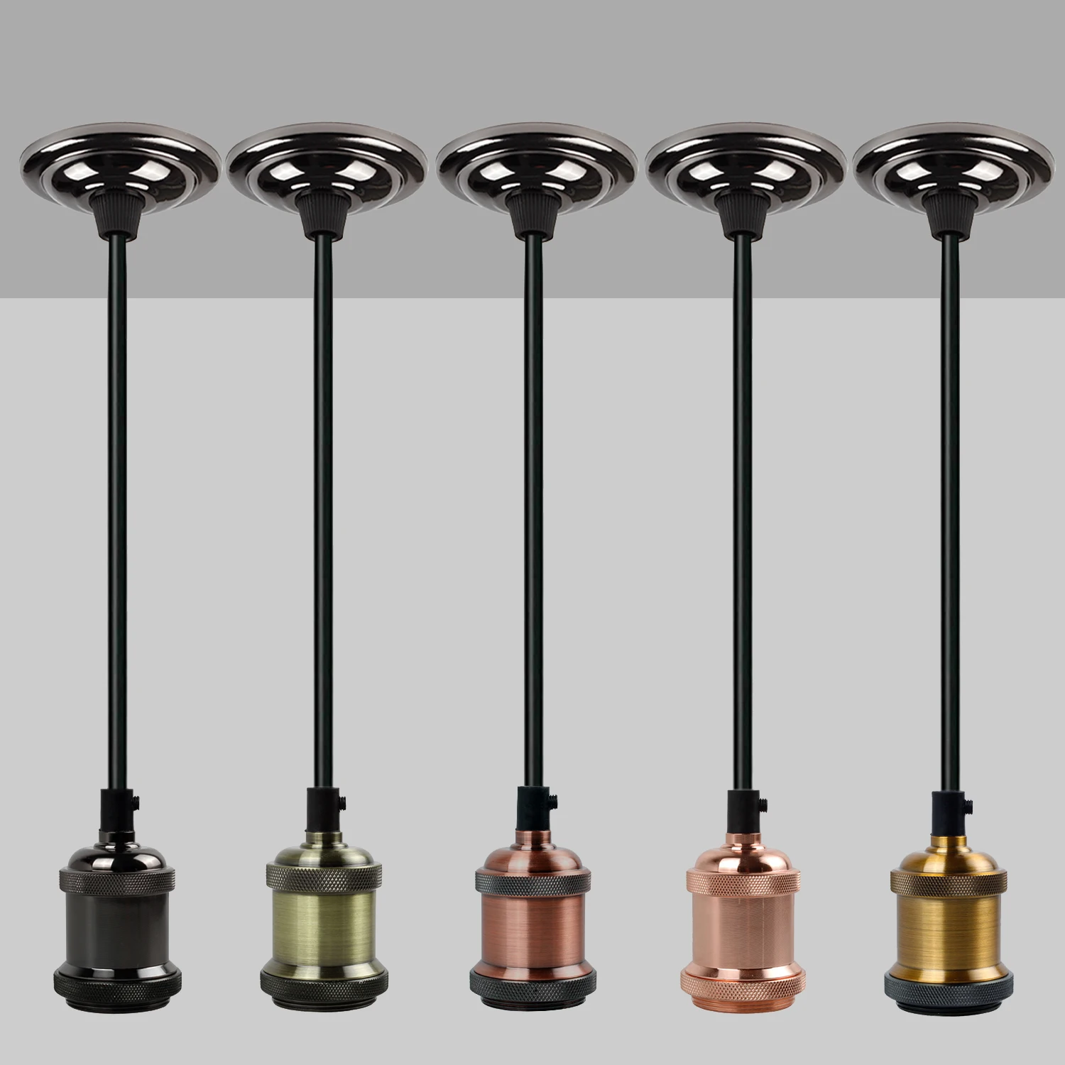Vintage Edison E26/E27 Base Retro Pendant Light Aluminum Shell Screw Bulb for Home Corridor Studio Office Bedroom Hanging Lamps