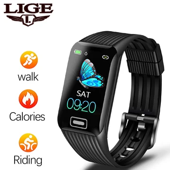 

LIGE Fashion Smart Watch Men and Women Waterproof Fitness Tracker Heart Rate Blood Pressure Monitor Pedometer Sports Smart Watch