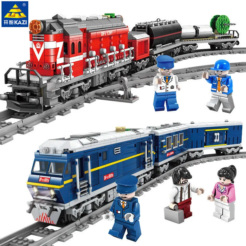Billig Großen Zug Power Angetrieben Diesel Schiene Zug Fracht Mit Tracks Modell LegoINGLs Stadt Bausteine Sets Technic Kinder Ziegel spielzeug