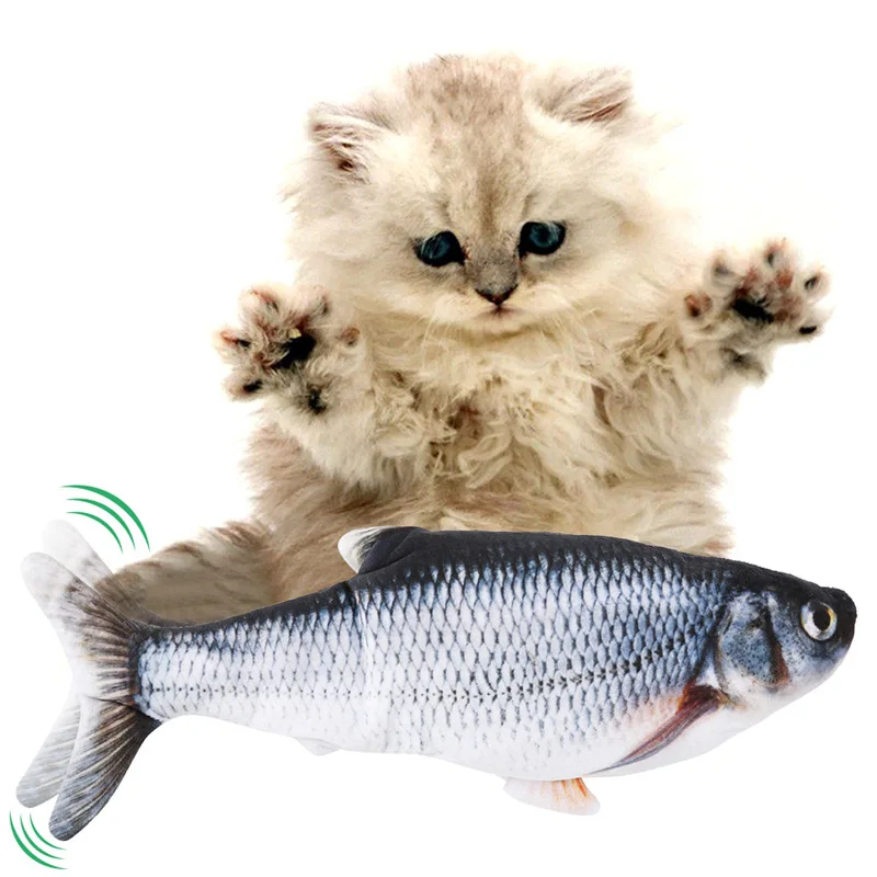 Electronic Pet Cat Plush Toy USB Charging Simulation Fish Toy Electric Dog  Cat Chewing Playing Biting Supplies Interactive Gift
